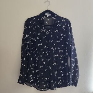 Express Black Portofino Shirt with White Pattern